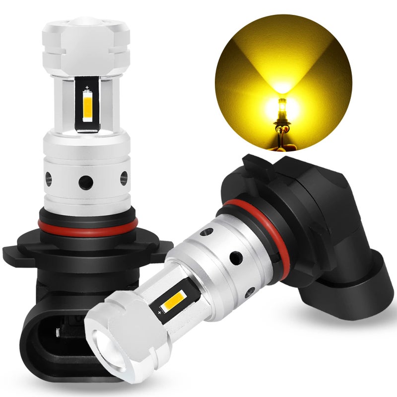 PHINLION 9145 LED Fog Light Bulbs, Super Bright 3800 Lumens H10 9040 9045 9140 LED Foglight Bulb Replacement, 1:1 Mini Size, Non-polarity, 3000K Golden Yellow, Pack of 2 - Image 1